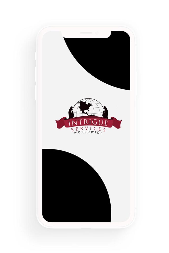 intrigue services worldwide logo in an iphone mockup